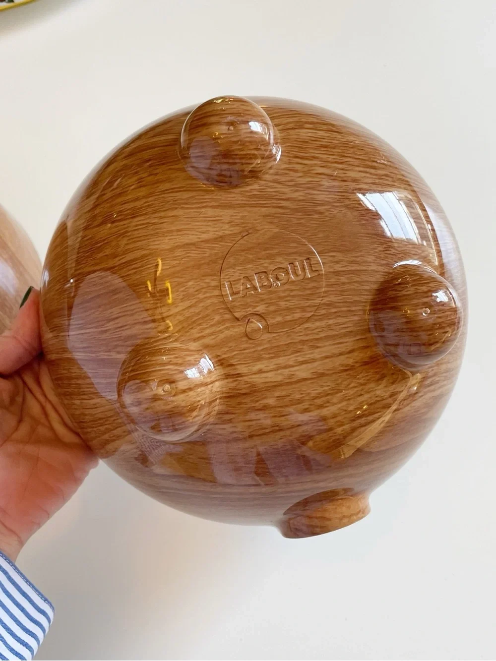 Mid Century Wood Grain Globe Box Wine Beverage Dispenser